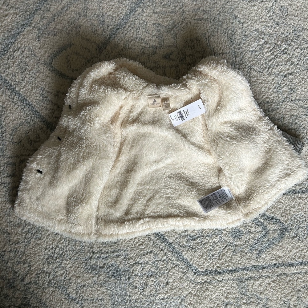 NWT Baby Gap Grey Cotton Sherpa Hooded Jacket size 6-12 months - Picture 12 of 13